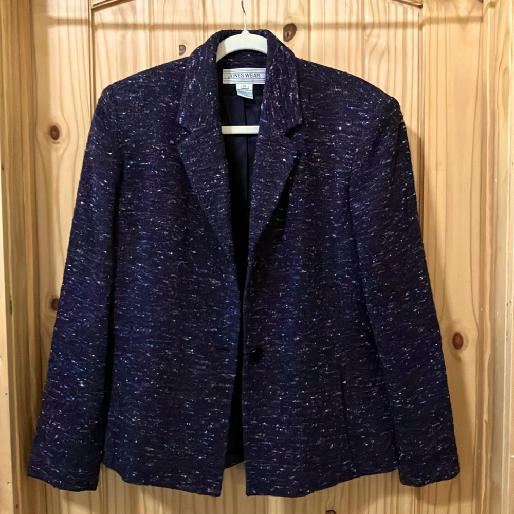 Jones Wear Purple Multicolored Tweed Blazer-Jacket size 12